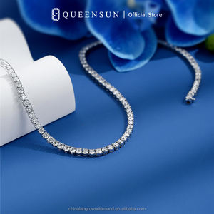 ラボダイヤモンド 14Kソリッドホワイトゴールド テニスチェーンネックレス レディース/メンズ ラグジュアリー IGI認定 ウェディング 淡水パール ボールシェイプ 2mm - Product Image 1