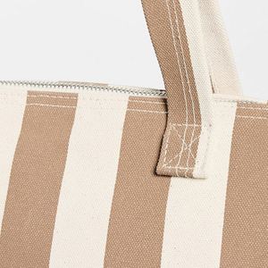 Sac fourre-tout portable personnalisé grand format avec fermeture éclair, imperméable, en toile rayée brodée, pour week-end, voyage, plage, printemps - Product Image 3