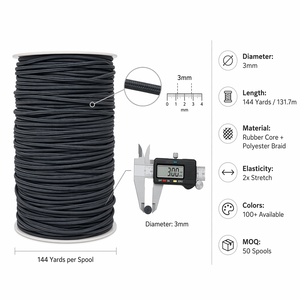 Cordon de <span class=keywords><strong>macramé</strong></span> tressé élastique haute ténacité 3mm 144 yards pour la confection de bijoux, bracelets, colliers, attaches pour cheveux, artisanat d'amitié, <span class=keywords><strong>bobine</strong></span> en vrac - Product Image 2