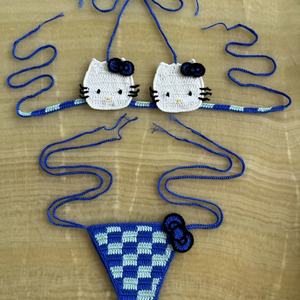 ชุดบิกินี่ถักโครเชต์สีชมพูลายการ์ตูนทำมือ Carnival แบบดันทรง ชุดว่ายน้ำผู้หญิง 2 ชิ้น แบบ Thong ด้านหน้า - Product Image 6