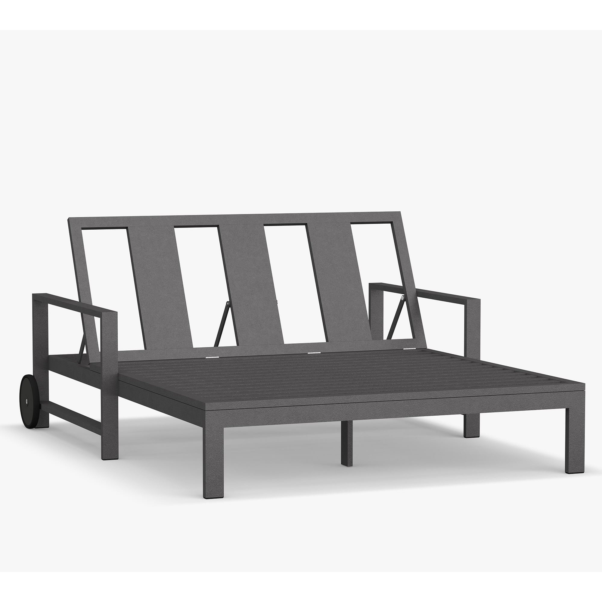 Easy cleaning patio daybed cheap hotel pool furniture aluminum double wheels metal outdoor sun loungers with cushion