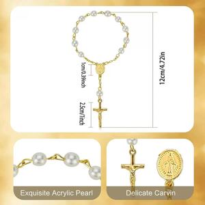 앤티크 무슬림 미숙아 이탈리아 종교 패션 로자리오 맞춤형 가톨릭 합금 미니 로사리오 팔찌 클래식 스타일 가방 포함 - Product Image 4