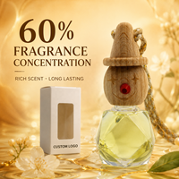 Diffuseur de parfum pour voiture suspendu, flacon en verre facetté avec bouchon en bois, parfum riche longue durée, rechargeable, logo personnalisé, luxe, OEM, vente en gros