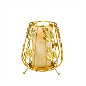 Golden Leaf Design Brass <b>Lantern</b> <b>Candle</b> <b>Holder</b> for Home Decoration Heat Resistant Metal <b>Candle</b> <b>Holder</b> - Product Image 6