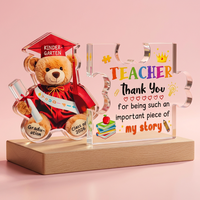 Cadeau de remerciement pour enseignants : Puzzle Ours, Plaque Acrylique avec Impression UV, Écologique, Souvenirs de Remise des Diplômes de la Classe 2026, Vente en Gros