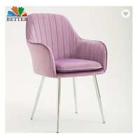 Chaise de salle à manger moderne de luxe souple pieds métal couleur rose vert pieds métal fauteuil dossier haut pour la cuisine à domicile