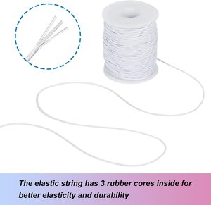 Cordon élastique en caoutchouc blanc 1 mm, torsadé 3 brins, revêtu, longueur personnalisable, fournitures de fabrication de bijoux pour sacs - Product Image 2