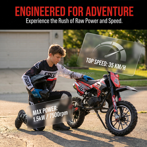 Moto tout-terrain à essence standard d'exportation, mini moto pour adolescents, moteur 2 temps fiable, freins à disque avant et arrière, HOUBANG BY-060 - Product Image 6