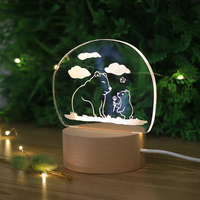 Belle Ours 3D Veilleuse LED Acrylique Lampe Base En Bois Affichage Éclairage Décoration Chambre Lumière pour Enfants
