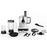 Robot culinaire multifonctionnel électrique 10-en-1 de 2L, 600W, avec bol mélangeur, accessoires, hachoir à viande et centrifugeuse