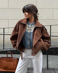 OUDINA Giacca da <span class=keywords><strong>Donna</strong></span> alla Moda, <span class=keywords><strong>Oversize</strong></span>, Stile Vintage con Cintura, Casual e Sportiva, Ispirata al Motociclistismo - Product Image 3