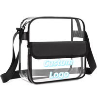 Sac bandoulière transparent en PVC pour femme, style messager, approuvé pour les stades, avec logo personnalisé
