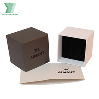 Boîte à montre en carton rigide écologique avec logo personnalisé, finition mate, doublure en éponge, boîte cadeau de luxe haut de gamme pour bijoux