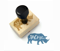 Tampon encreur en bois fait main, personnalisé, avec motif petit animal, pour enfants et étudiants, fournitures scolaires, jouet, taille standard