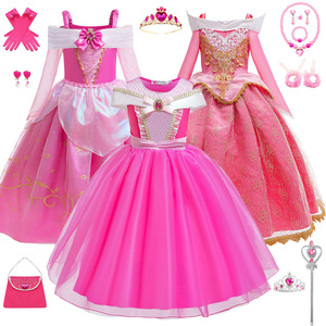 Disfraz de Princesa para Niñas, Vestido Rosa de Spandex/Algodón para Representación Teatral de la Bella Durmiente - Product Image 1