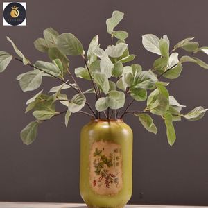 R193 Venta caliente hogar decorativo verde flocado hojas de eucalipto artificiales plantas - Product Image 2