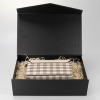 Emballage de luxe en carton avec fermeture magnétique, Logo personnalisé noir, coffrets cadeaux pliables, pour rangement de chapeau, 10 pièces