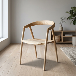 Chaise de salle à manger en bois moderne, design scandinave, finition naturelle, ton bois clair, meuble stable pour la maison - Product Image 6