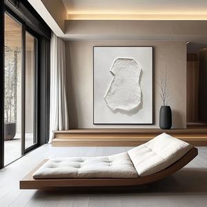 Art mural 3D vertical, art abstrait blanc Wabi, peinture sur toile, peinte à la main, pour la décoration moderne de la maison et des galeries - Product Image 1