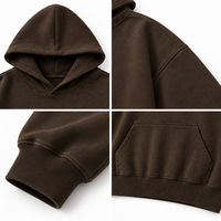Sweat-shirt à capuche en coton surdimensionné marron, poids lourd 350-600 GSM, logo personnalisé, streetwear