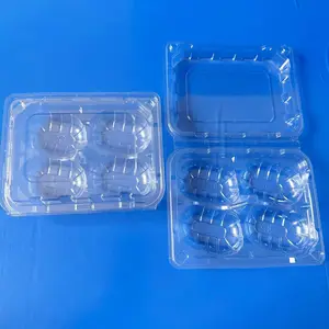 günstige durchsichtige Kunststoff-PET-Schale 4 Zellen Frucht-Kunststoffverpackung Box Fruchtbehälter