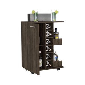 Chariot de bar DB au fini noyer foncé avec quatre roulettes Outils de bar essentiels - Product Image 2