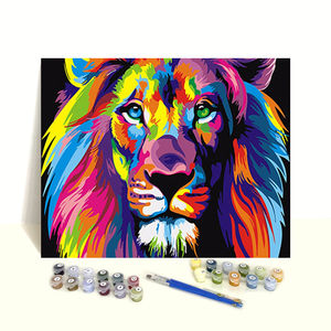 Pintura al óleo de tigre colorido moderno por números famosa pintura al óleo de animales coloridos <span class=keywords><strong>para</strong></span> adultos DIY por números - Product Image 1