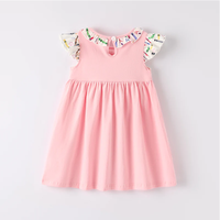 En stock, robe en coton rose pour bébé, enfant, petite fille, été, retour à l'école, décontractée, imprimée, smockée, broderie de crayons