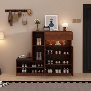 Mueble zapatero con banco, 6 niveles de almacenamiento, organizador para recibidor/hall de entrada, para uso doméstico. - Product Image 4