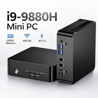 Mini PC Intel Core I9-9880H avec 2 emplacements pour SSD M.2 PCIe 3.0, PC compact avec 4 ports USB 3.0 et Wi-Fi 6 pour le travail de bureau quotidien