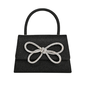Women Shinny Bow Evening <b>Bag</b> Sparkly Rhinestone Handle <b>Bag</b> Detachable Metal Chain Clutch Purse for Wedding Cocktail - Product Image 3