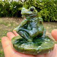 Figurine décorative de grenouille orientée vers l'arrière en cristal naturel poli, best-seller, objet de collection culturelle