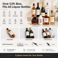 Boîte cadeau en carton rigide magnétique à double porte avec impression de logo sur mesure pour bouteilles d'alcool, vin, whisky, champagne