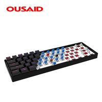 Ousaid keyboard DK61S DIY, tombol optik Gateron nirkabel bisa hotswap 60% ramping merah saklar rgb mekanik
