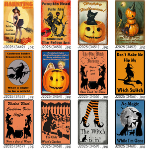 Póster Metálico Vintage al por Mayor para Halloween, Día de Todos los Santos, Decoración para el Hogar, Bar, <span class=keywords><strong>Pub</strong></span>, Casa, Día de Pascua, Calcomanías de Pared con Diseño de Calabaza y Gato, Letrero de Metal - Product Image 3