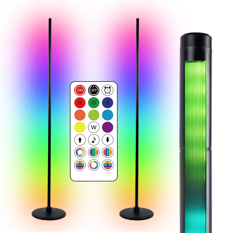 Décoration de la maison Super Slim Music Sync IR Télécommande RVB Blanc Chaud USB Atmosphère Smart Ambient LED Floor Corner Lamp Light