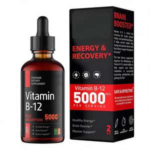 OEM 비타민 <span class=keywords><strong>B12</strong></span> 방울 비건 <span class=keywords><strong>B12</strong></span> 비타민 5000 MCG 비타민 <span class=keywords><strong>B12</strong></span> 액체 보충 - Product Image 1