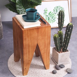 Taburete nórdico moderno de madera maciza taburete bajo creativo personalizado con adornos de troncos de <span class=keywords><strong>muelle</strong></span> para <span class=keywords><strong>el</strong></span> hogar mesa de té <span class=keywords><strong>gimnasio</strong></span> para apartamentos - Product Image 4