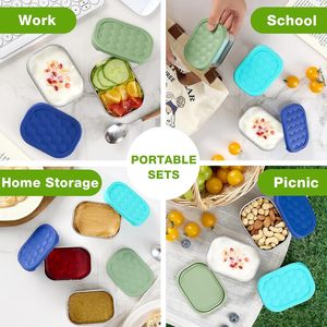 Thép không gỉ Snack container cho trẻ em 8 oz rò rỉ bằng chứng Toddler Snack container với Silicone Nắp <span class=keywords><strong>Stackable</strong></span> kim loại Hộp Ăn Trưa - Product Image 6