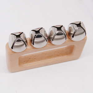 En gros, Carillon à main rectangulaire en bois à 4 anneaux, Instrument de percussion Orff, Instrument de musique, Jouet hochet pour bébé - Product Image 4