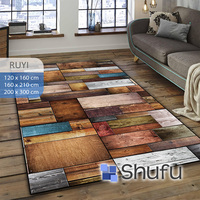 Tapis fin en flanelle de polyester Shufu, à poils moyens, imprimé abstrait moderne, fabriqué à la machine, avec envers antidérapant en caoutchouc, anti-allergique