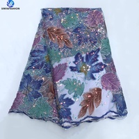Robe pour femmes, design africain, motif feuille, paillettes colorées, tissus en filet, broderie de haute qualité, perles, paillettes, sequins