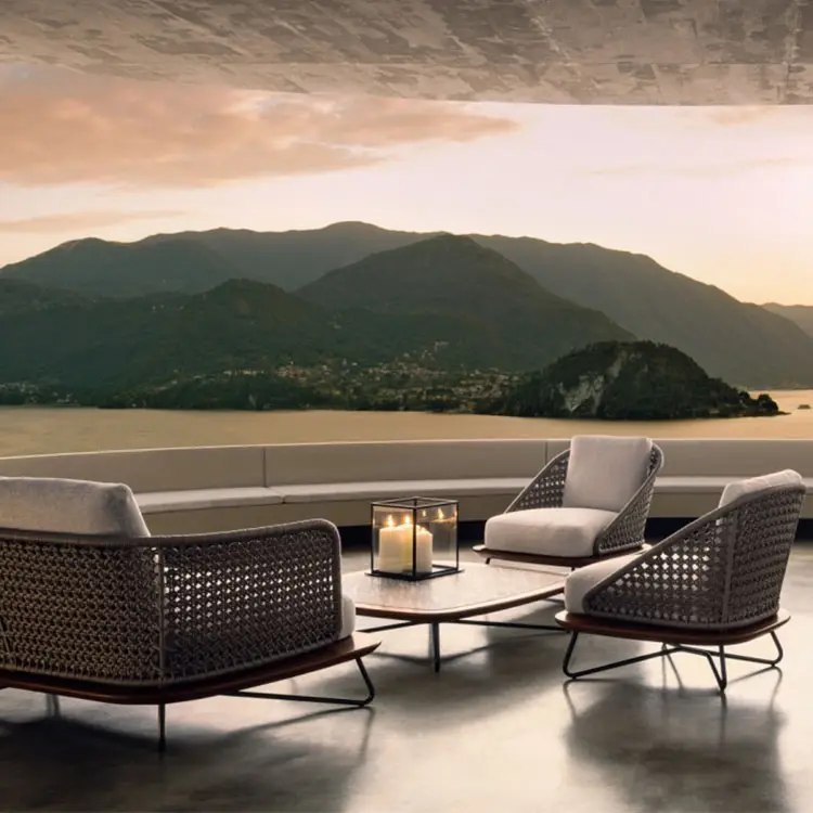 Royal design moderne hotel garten möbel seil teak terrasse outdoor sofa <span class=keywords><strong>set</strong></span>