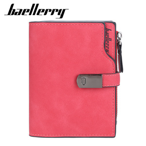 กระเป๋าสตางค์สั้นผู้หญิง Baellerry หนัง PU พับสองตอน มีซิป ใส่บัตรได้หลากหลาย สีแดง - Product Image 5