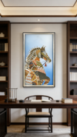 Impression d'art mural abstrait texturé plaqué or, motif cheval, noir, décoration moderne pour la maison, vente directe d'usine en gros