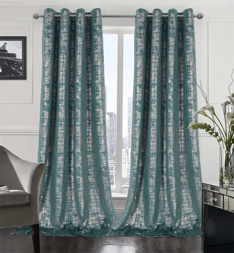 Bindi Custom Blackout Double Layer Drapes Living Room Long 108 Inch Foil Silver Velvet Curtain