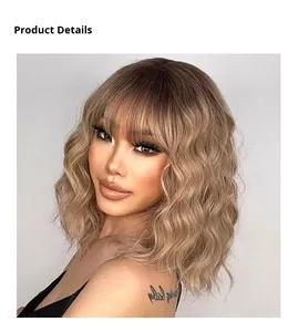 MILEY <span class=keywords><strong>CYRUS</strong></span> Européen Américain Cosplay Chaude Synthétique Plein Top Perruque Ondulation De L'eau Noir Dégradé Or Naturel Vague Style - Product Image 4