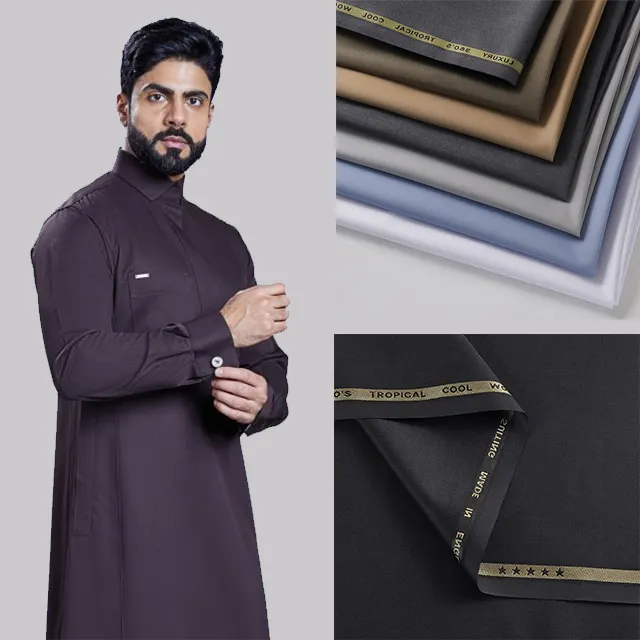 TR 80/20ผ้าโพลีเอสเตอร์/ ผ้าทอเส้นใยวิสคอสสำหรับผู้ชายมุสลิมอิสลามชุด Toyobo ผ้า Saudi Arabia thobe suiting