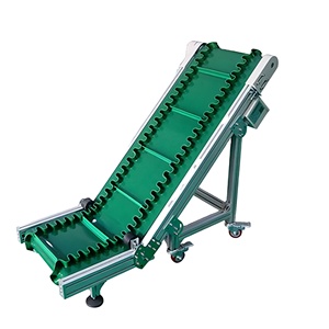 Op maat gemaakte PVC/PU hijs-/hef-/klimbandtransportmachine met bakken voor regelbare snelheid, schotten en flenzen - Product Image 3