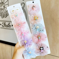 Vente en Gros 5 Pièces Mignonnes Pinces à Cheveux en Maille Fleur Nœud Papillon Barrettes Épingle Couronne pour Enfants Accessoires Cheveux